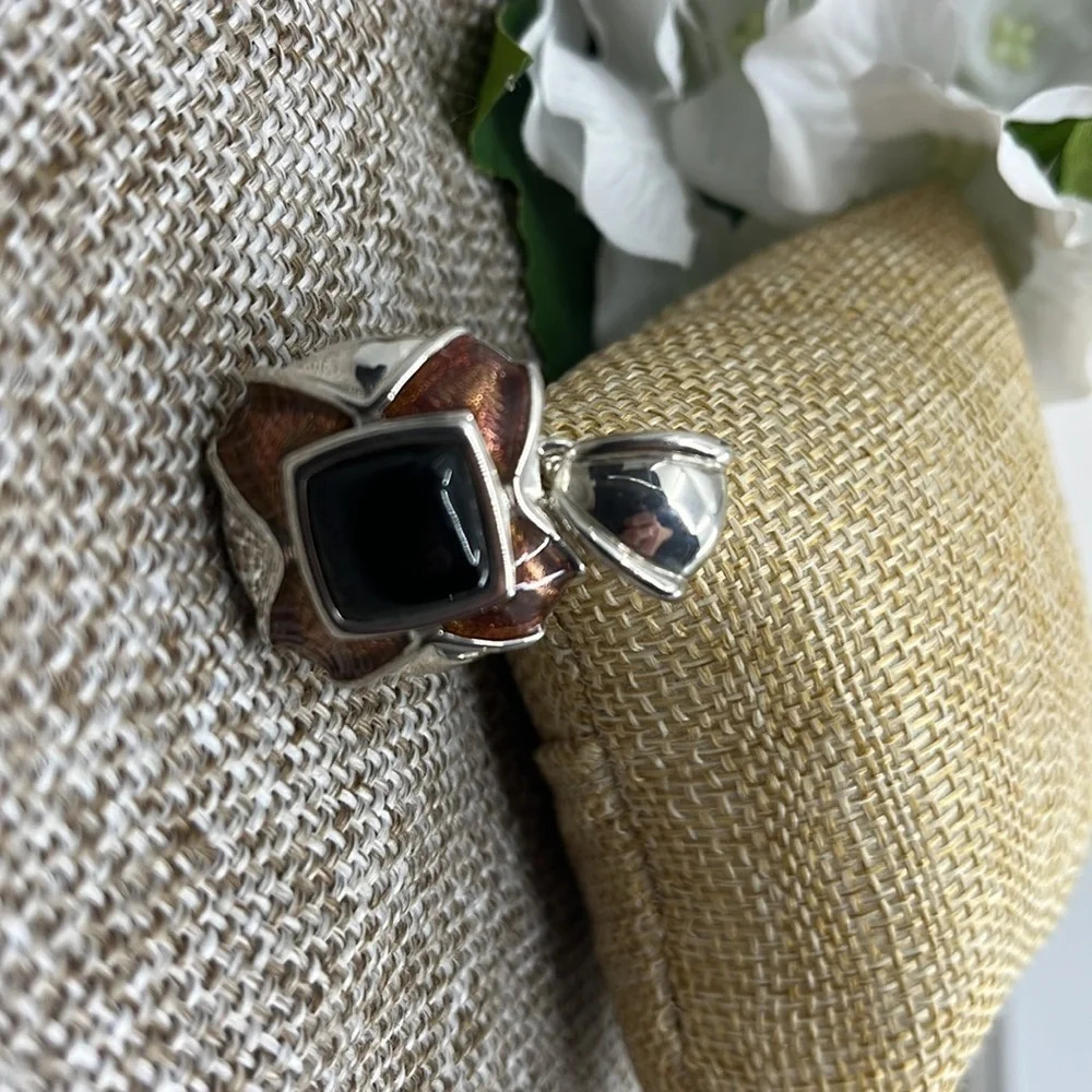 Square Modernist Sterling Silver Pendant โจ - Picture 9 of 10